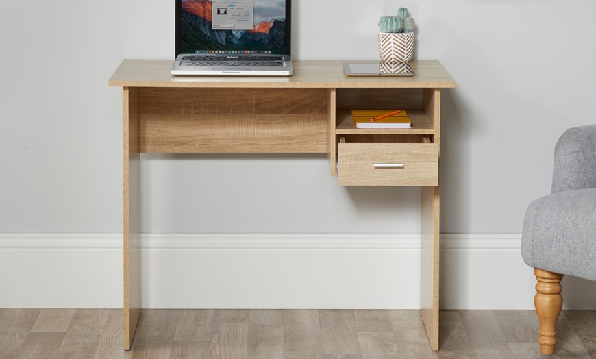 Image 1: Oak-Effect Office Desk