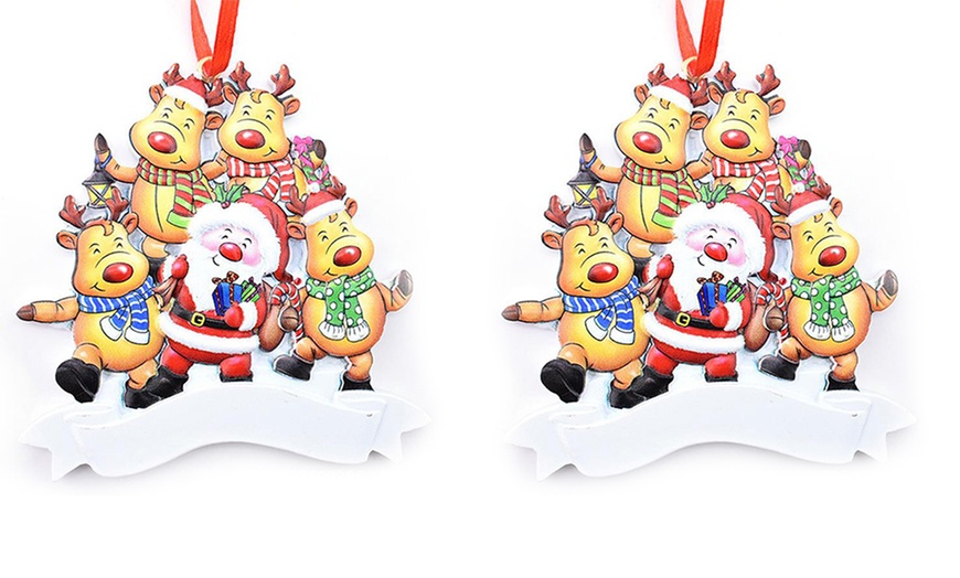 Image 4: One or Two Personalised Santa and Reindeer Christmas Tree Decorations