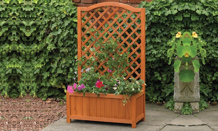 Wooden Planter with Lattice Trellis Groupon