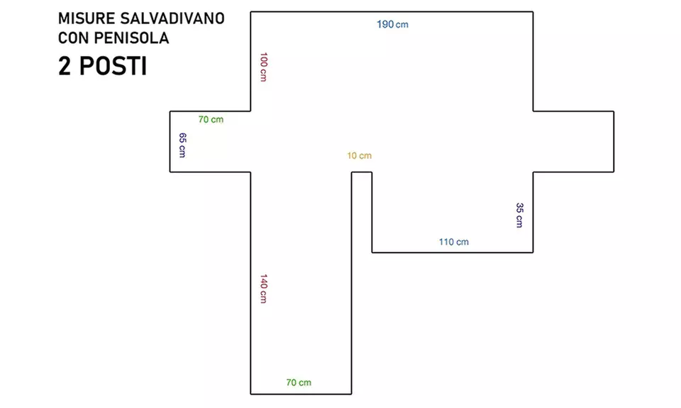 Copridivano con penisola impermeabile con tasche porta oggetti