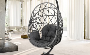 Black Outdoor Hanging Egg Chair with Cushion Black Outdoor Hanging Egg Chair with Cushion