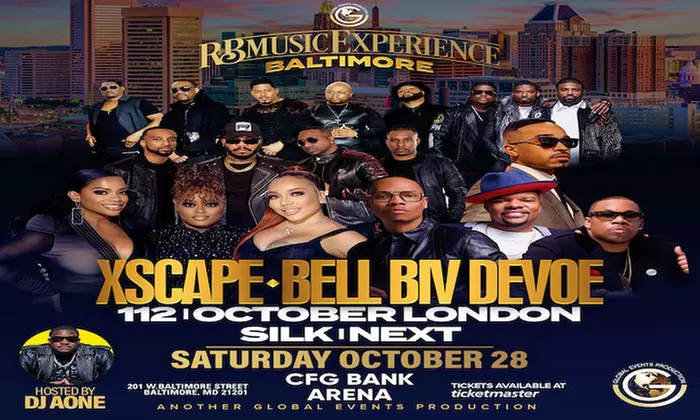 Baltimore R&B Music Experience W/ Xscape, Bell Biv DeVoe, 112, Silk, & Next on October 28 at 8 p.m. - Primary Image