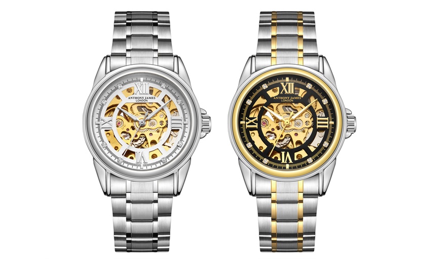 Image 1: Skeleton Automatic Men's Watch