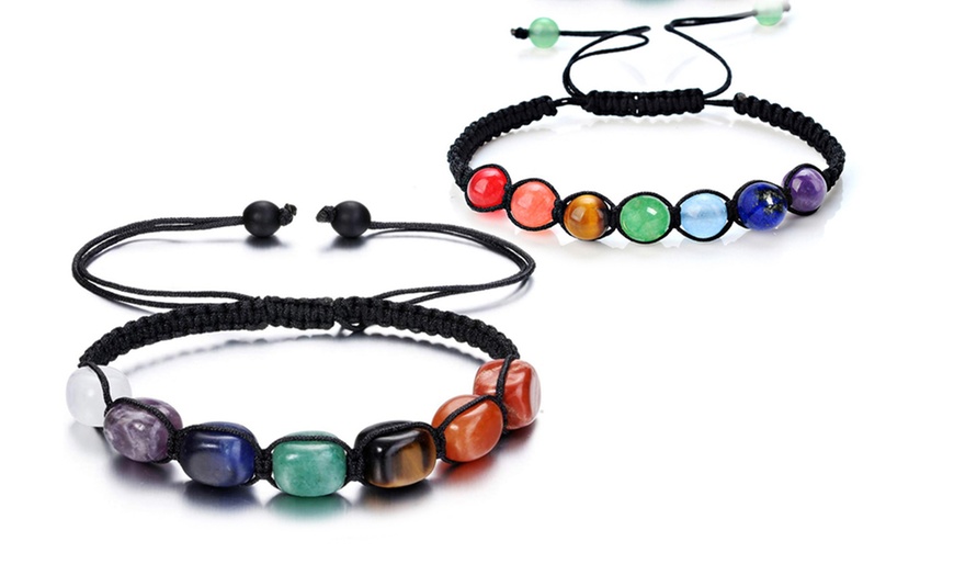 Image 2: Two or Four Braided Chakra Bracelet Sets