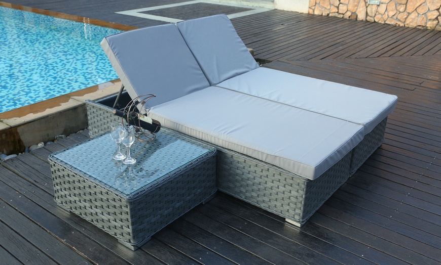 Image 2: Rattan-Effect Sun Lounger Set