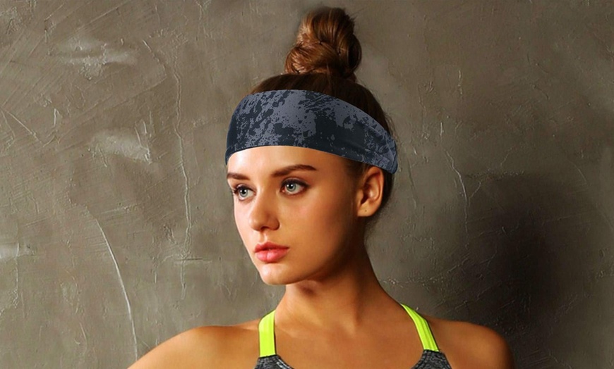Image 10: Moisture Wicking Headband For Women Men Sweatband Sports Fitness Yoga Running