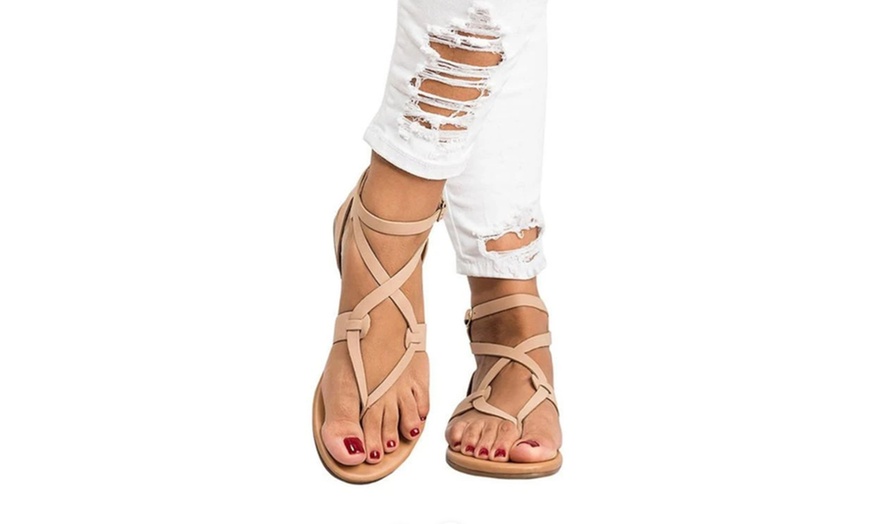 Image 4: Low Heel Slip-On Sandals
