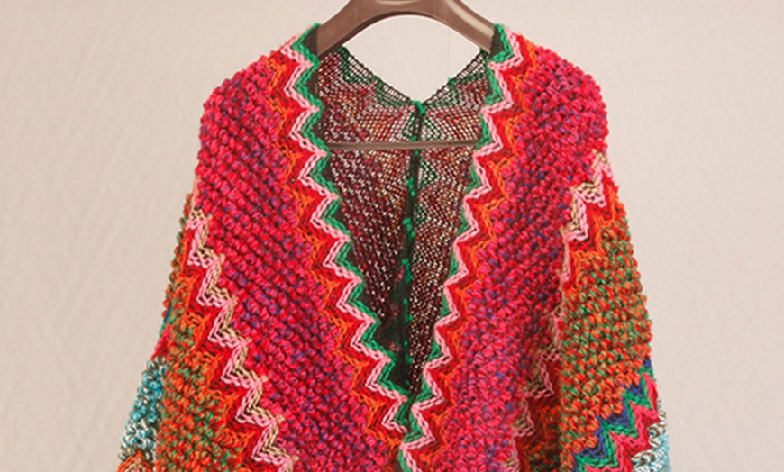 Image 5: Women's Open Front Poncho Cape Shawl