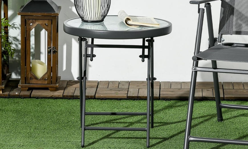 Image 2: Outsunny Compact Foldable Patio Side Table