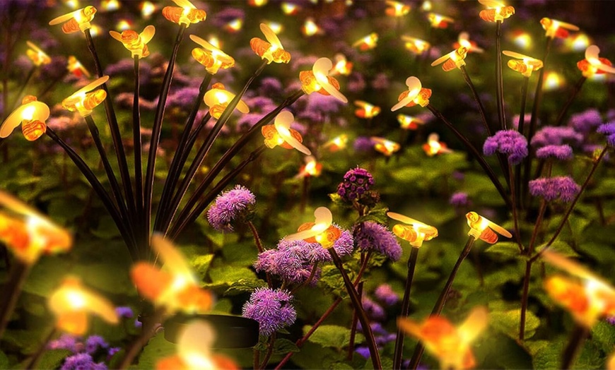 Image 1: One or Two Solar Landscape Honey Bee Butterfly Path Lights