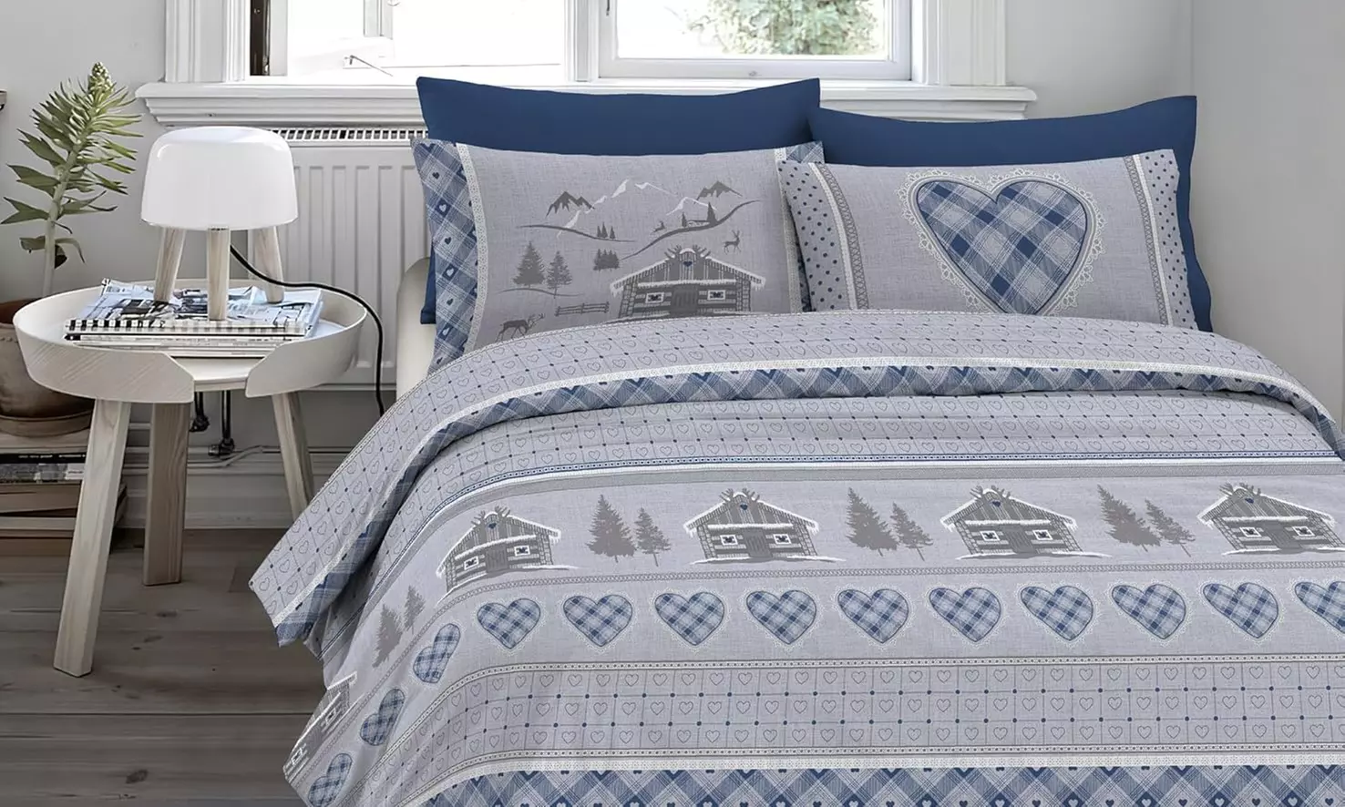 Flanell-Bettwäsche-Set mit winterlichem Motiv