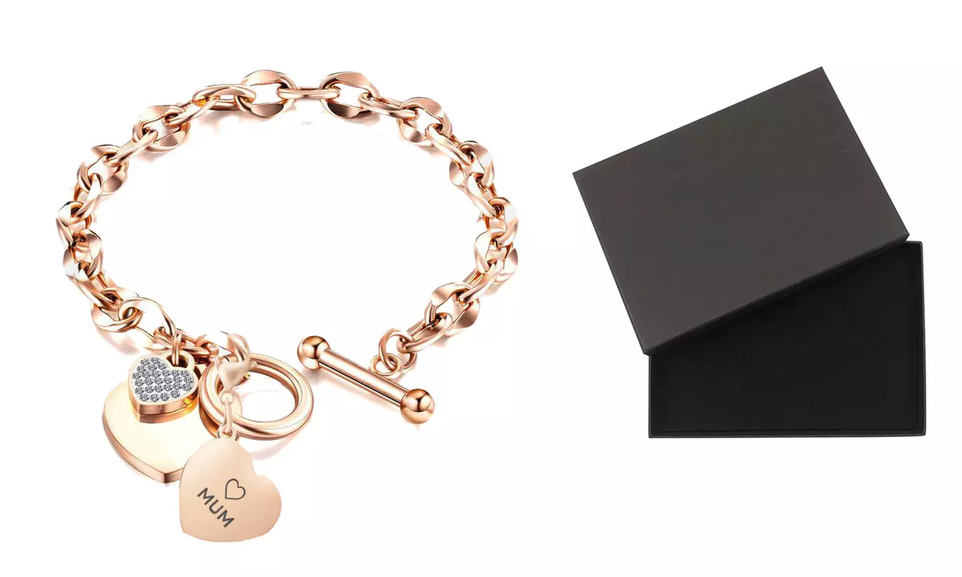 Mum Heart Toggle Bracelet made with Crystals from Swarovski®