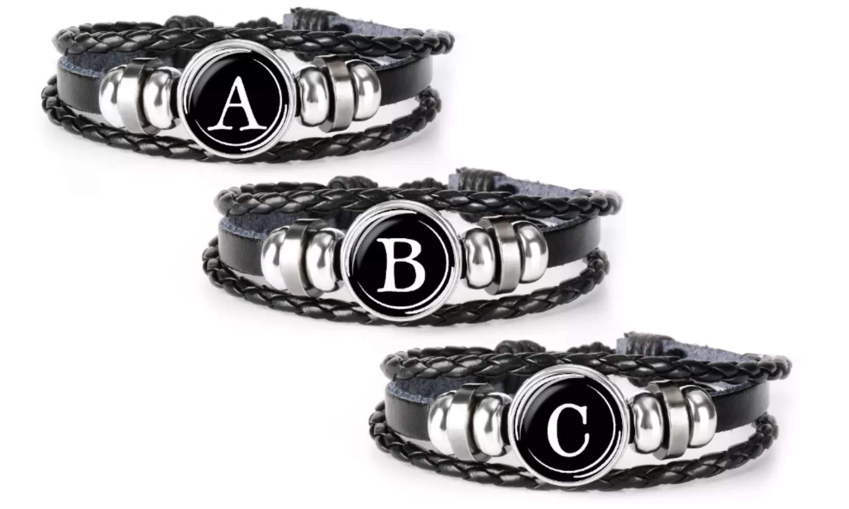 Bracelet tressés en faux cuir personnalisable pour homme - Primary Image