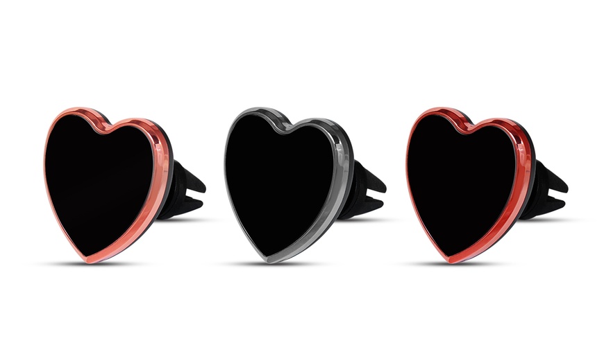 Image 1: One, Two or Three Heart-Shaped Car Magnet Phone Holders