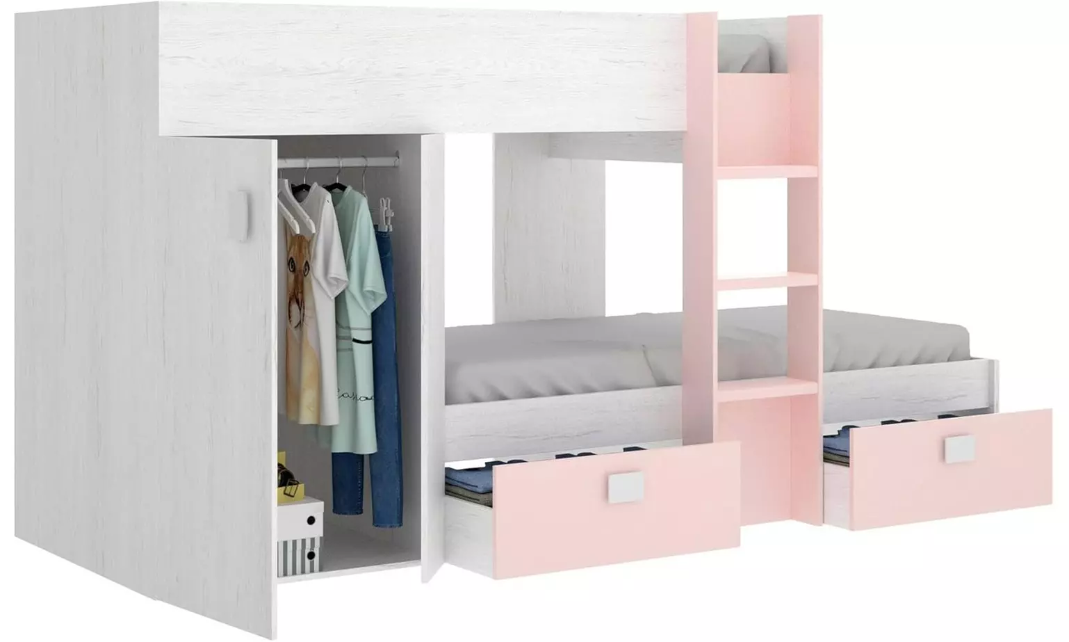 Stapelbed met twee eenpersoonsbedden