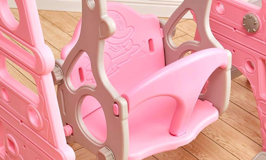 Image 4: 4-in-1 Toddler Playset with Slide, Swing, Climber and Basketball Hoop