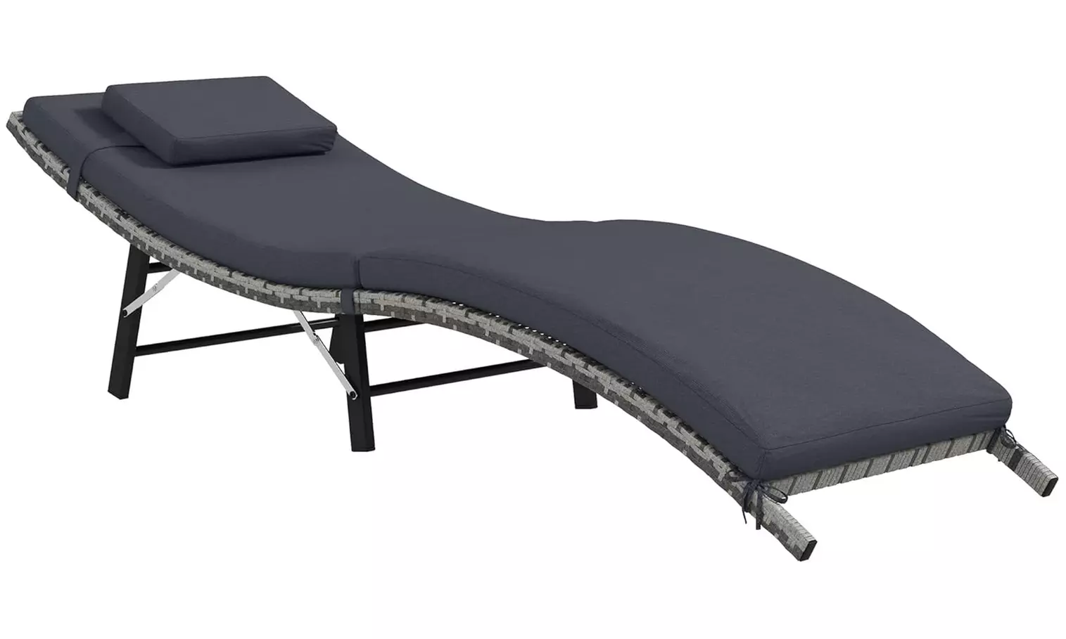 Outsunny Folding Sun Lounger Outdoor Chair with Cushion and Pillow