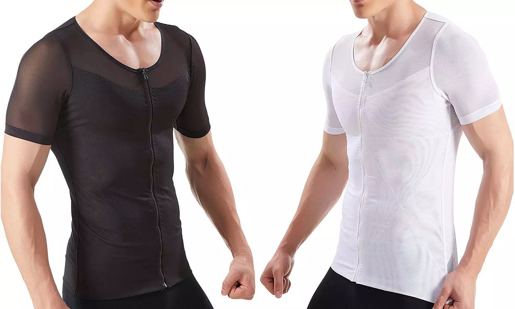 Men's Short Sleeve Compression Shirt with Zipper - Primary Image