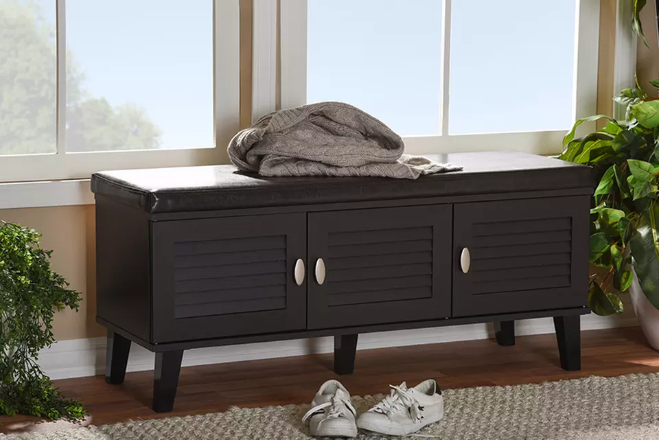 Sheffield 3-Door Shoe Storage Cushioned Bench - Primary Image