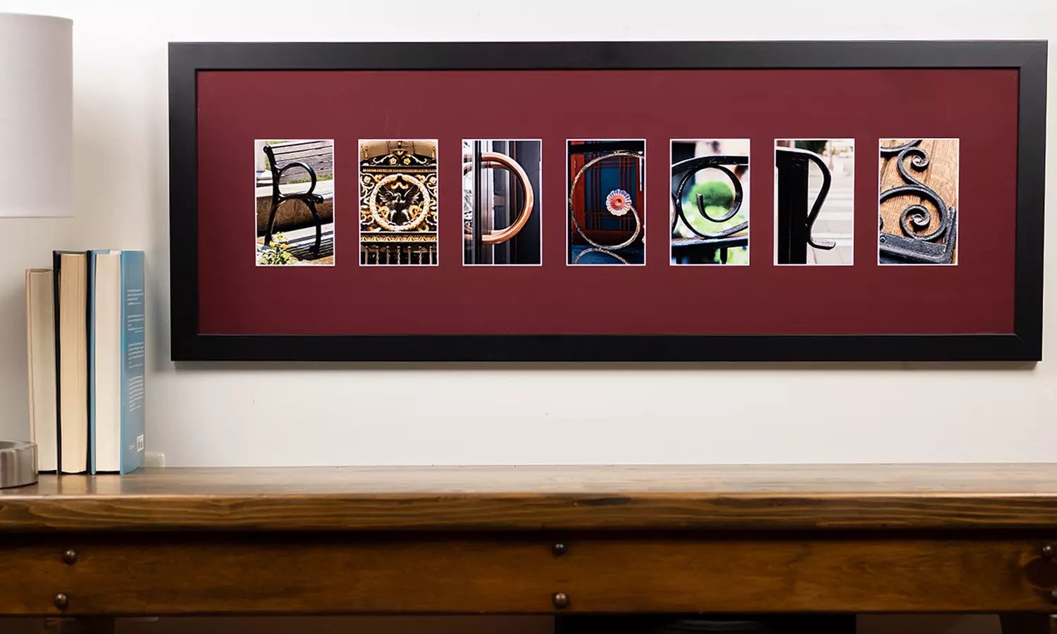 One 12x36" Custom Framed Name with a Wood Frame from Frame The Alphabet (Up to 61% Off) - Primary Image