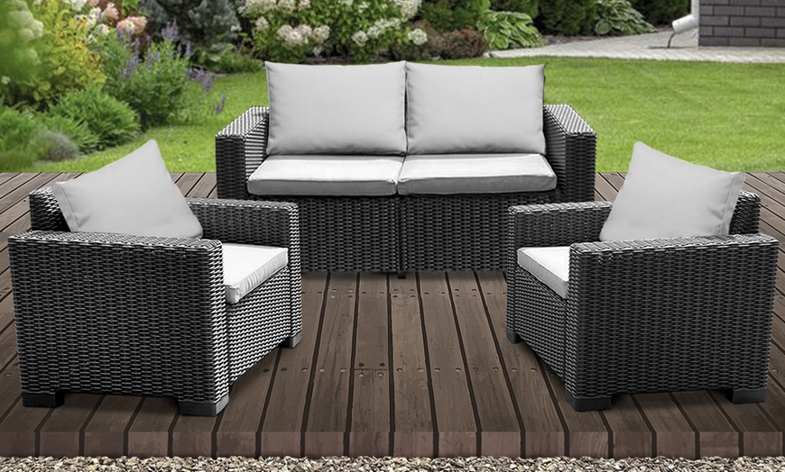 Image 2: Keter California Rattan-Like Sofa Lounger and Chair Set