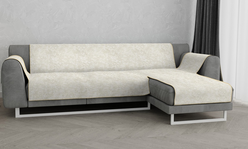 Image 4: Rutschfester Bezug für Sofa mit Chai­se­longue