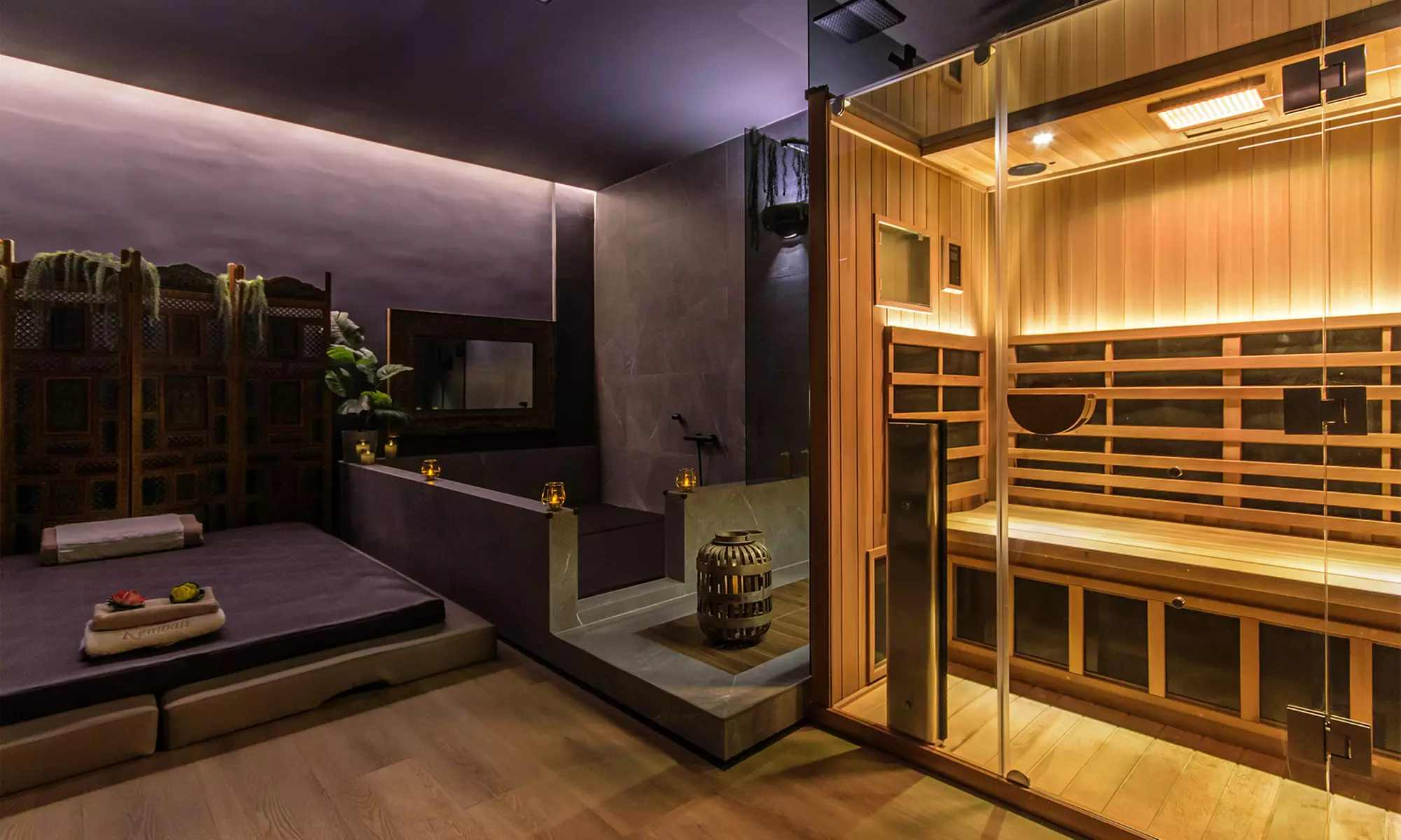 Ritual en pareja con hidromasaje, sauna, cava y bombones en privado