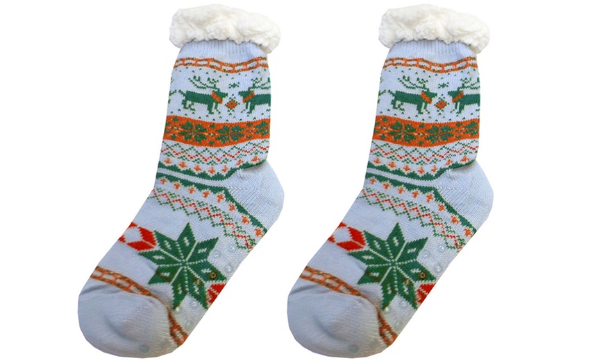 Image 20: Festive Warm Sherpa Fur Slipper Socks