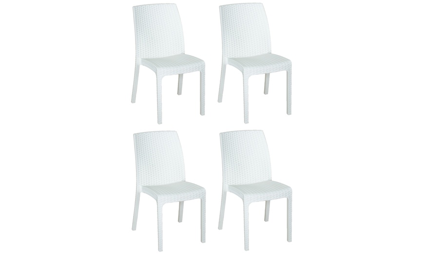 Image 5: Set di 4 sedie da giardino in polipropilene stile Rattan