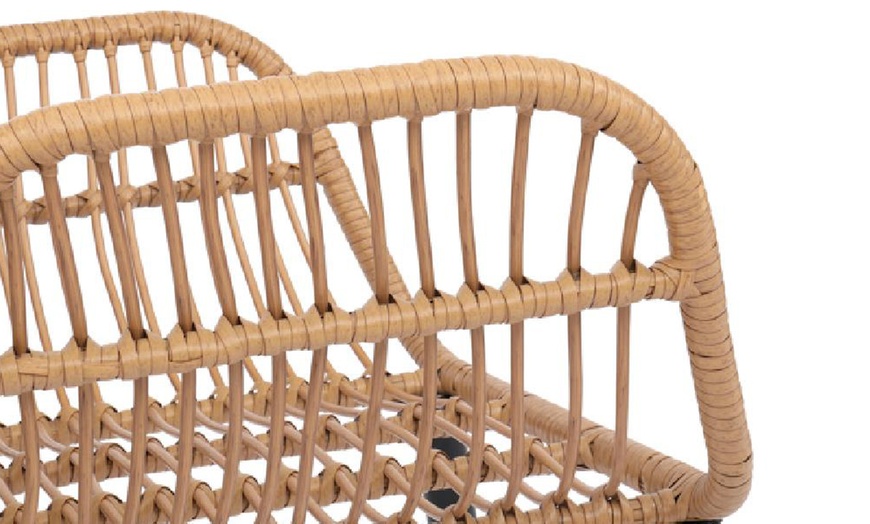 Image 8: PE Steel Outdoor Wicker Rattan Chair Set