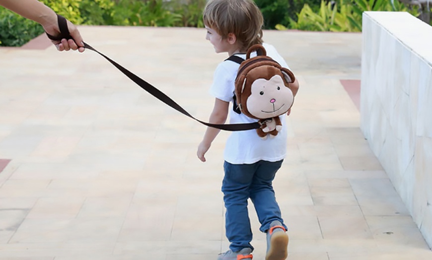 Image 1: Animal-Themed Backpack with Detachable Tether