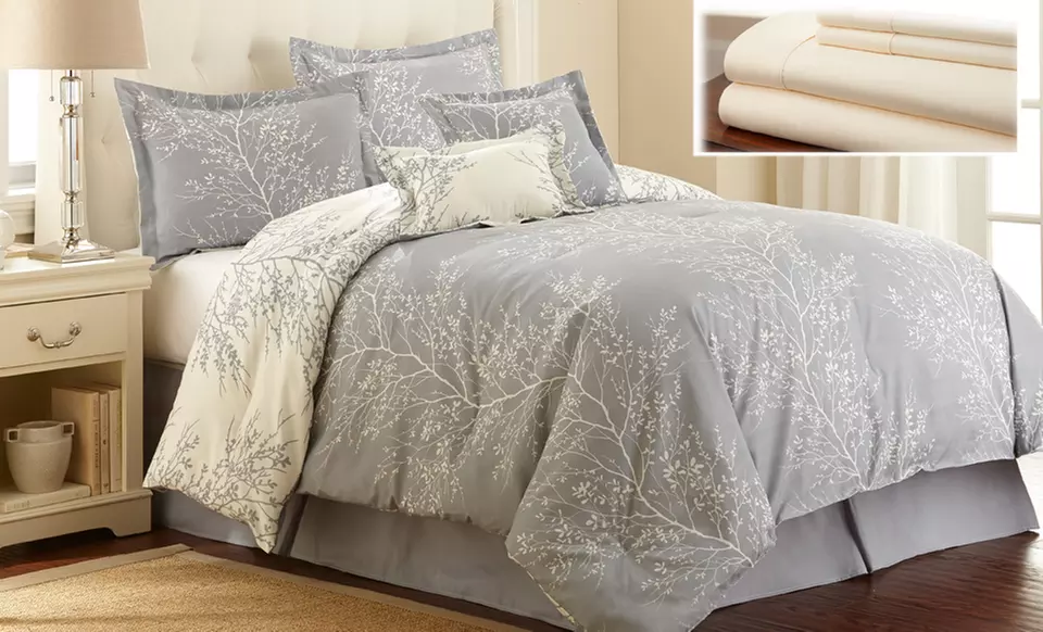 10-Piece Reversible Microfiber Bedding Set. Eight Colors Available. Free Returns. - Primary Image