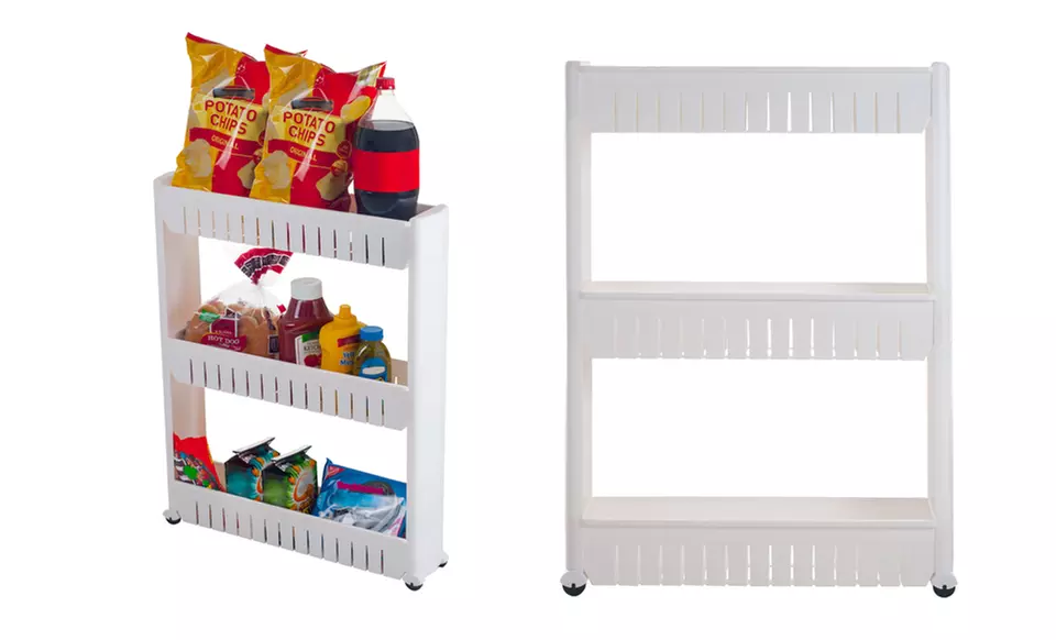 Slim Three-Tier Slide-Out Pantry on Rollers. - Second Medium