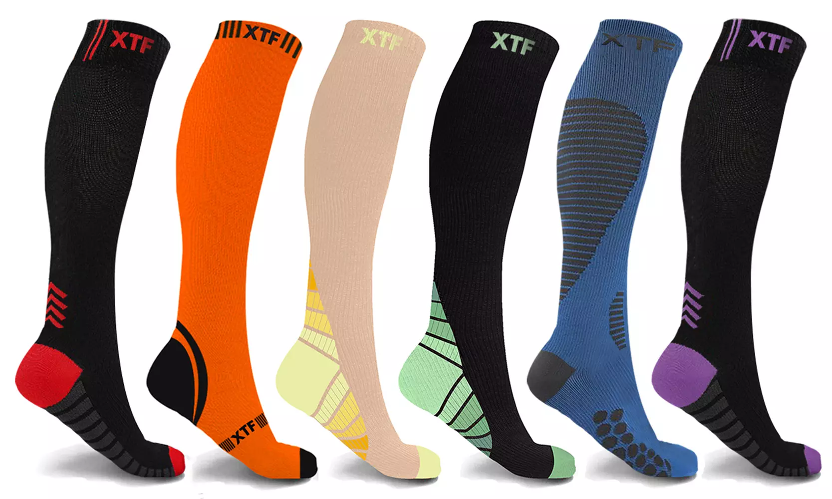 XTF High Energy Compression Socks Collection (6-Pairs) - Primary Image