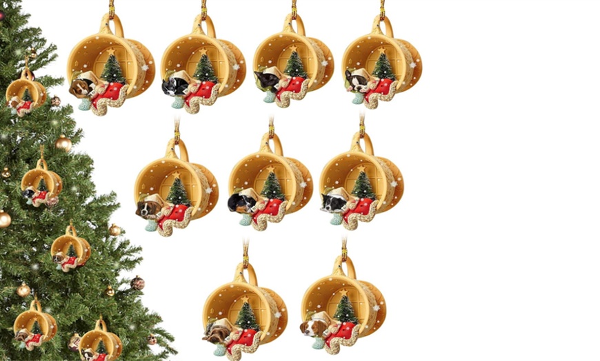 Image 4: Christmas Puppy Sleeping Hanging Ornament