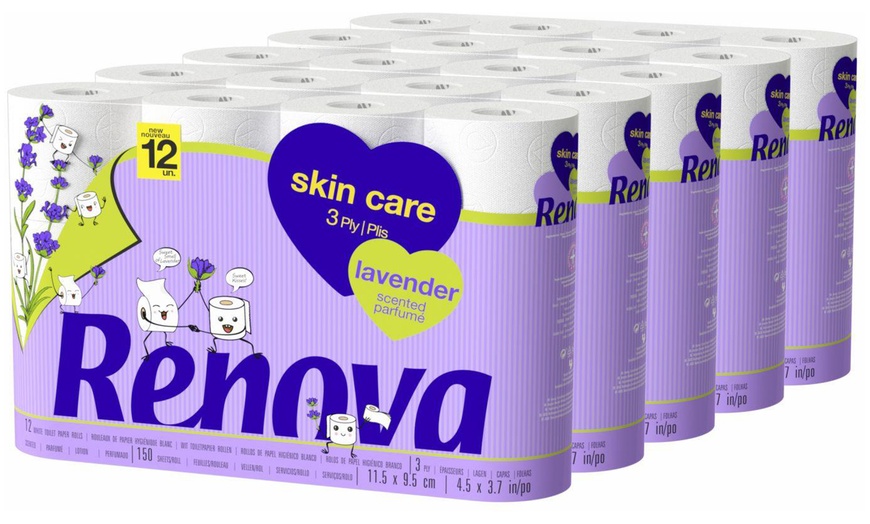 Image 1: 60 Rolls of Renova Lavender 3ply Toilet Rolls