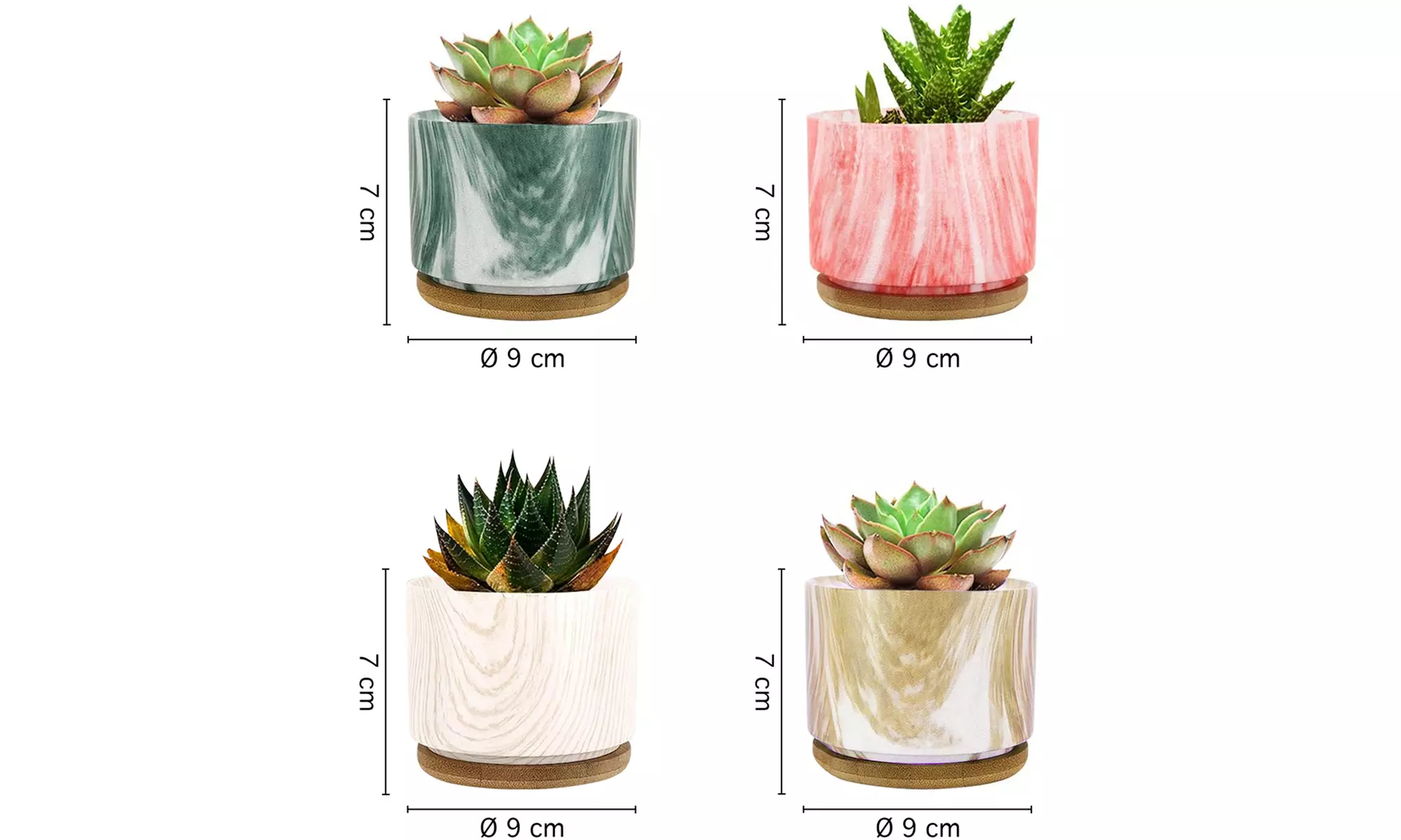 Lot de 3 pots de fleurs en céramique pour succulentes