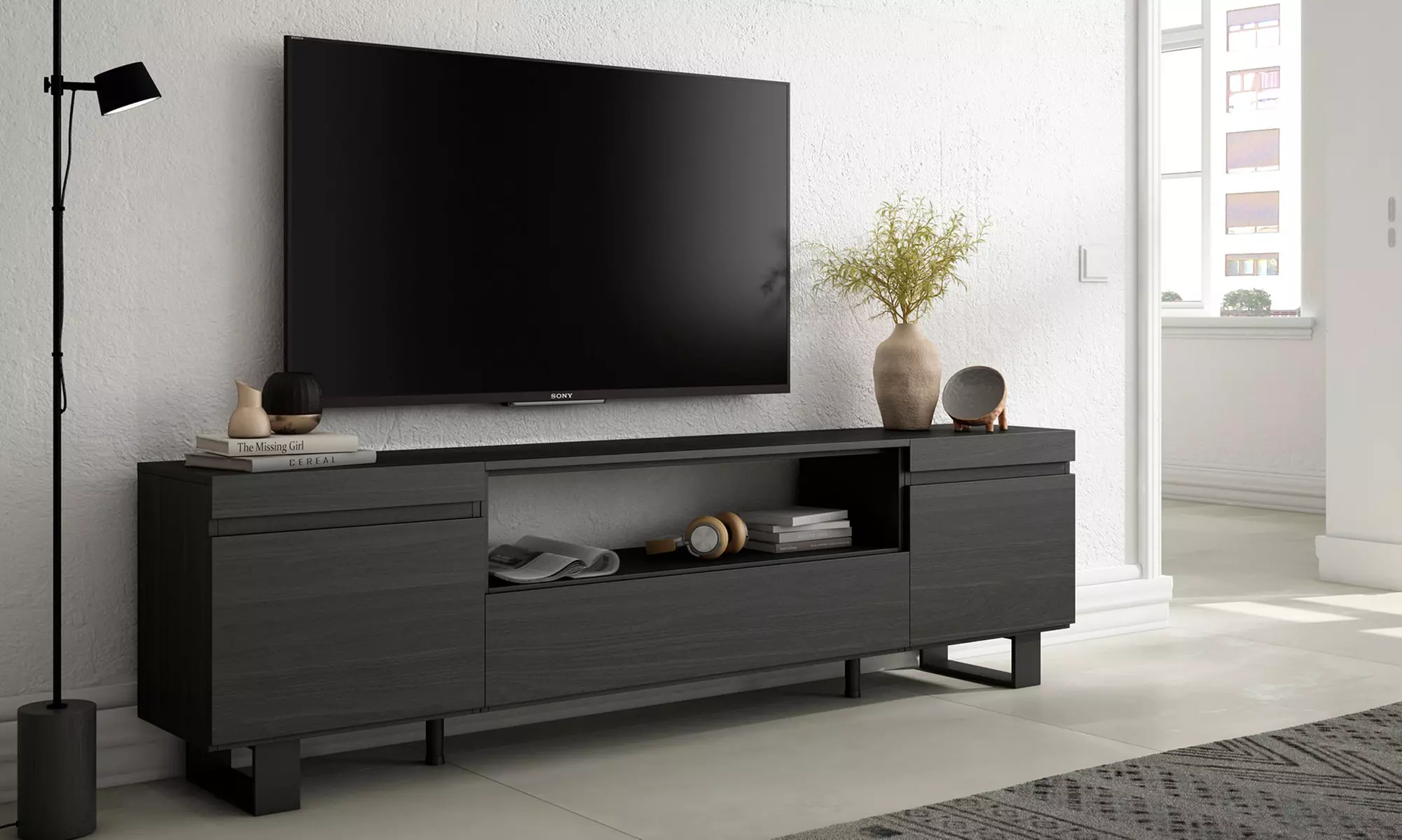 TV-Schrank mit/ohne LED-Elektrokamin