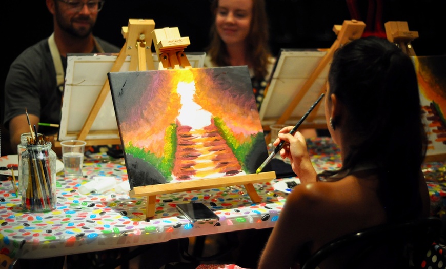 Image 1: Experience a Paint & Sip Session for Up to Eight People