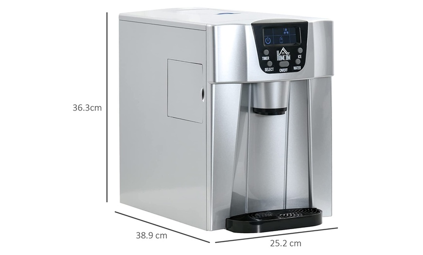 Image 4: HomCom Ice Maker Machine and Water Dispenser