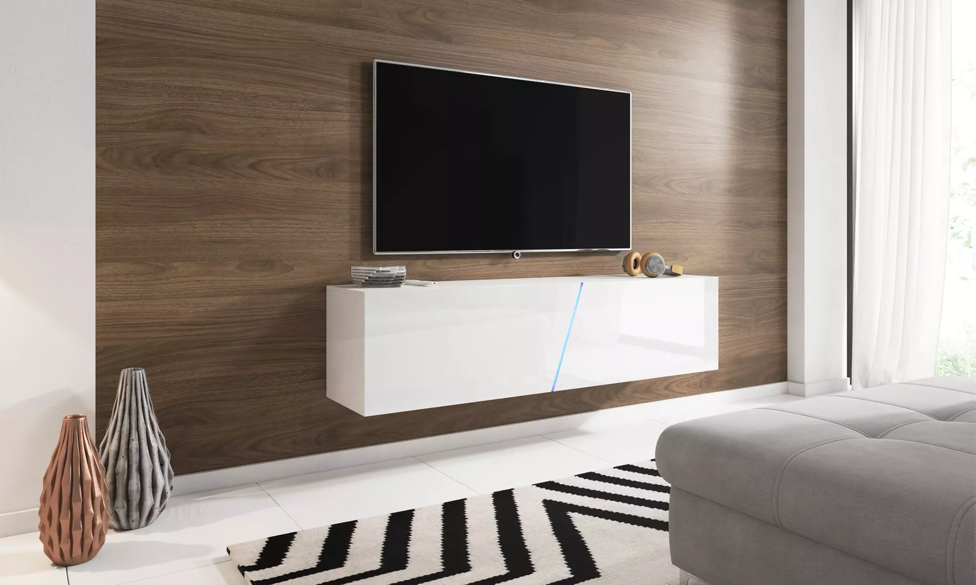 Meuble TV Design Slant, éclairage LED RGB - Primary Image