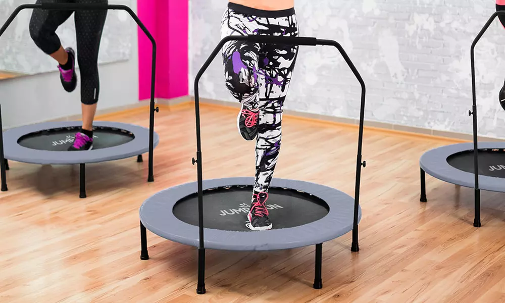 Jump4fun Mini-Fitness-Trampolin mit Doppel-Stange