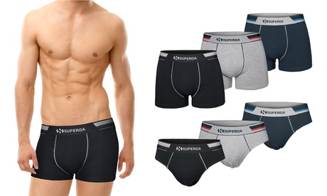 Set di 6 paia di slip o boxer Superga in cotone, disponibili in colori assortiti