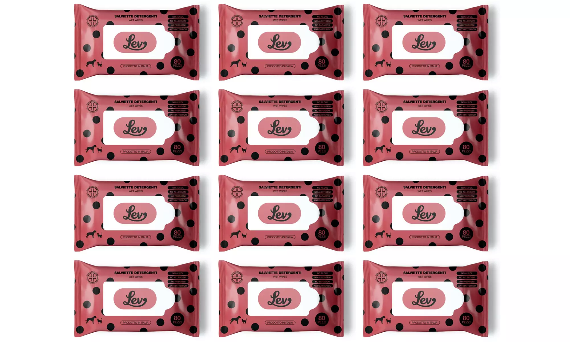12 o 24 confezioni di salviette detergenti naturali Lev