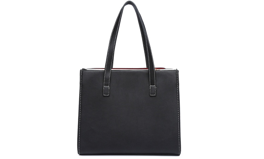 Image 17: Miss Lulu Schultertasche mit kontrastierendem Panel für Damen