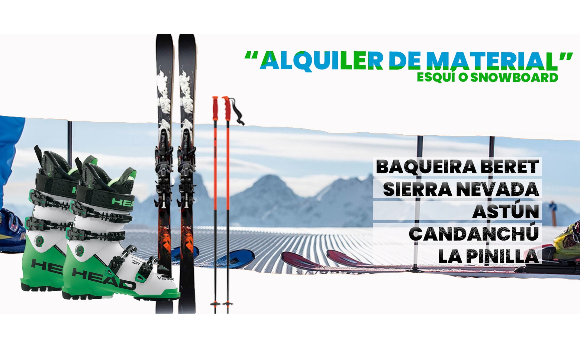 Alquiler de equipo de nieve para niño o adulto con duración a elegir