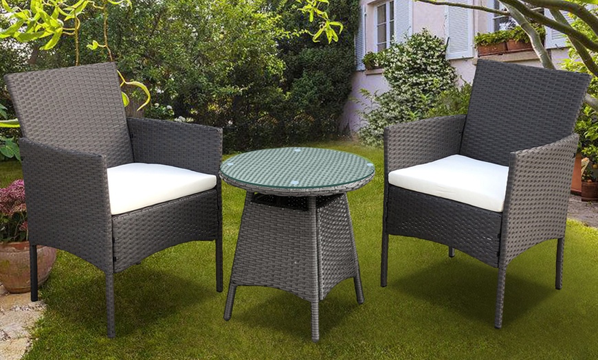 Image 1: Rattan-Effect Bistro Set