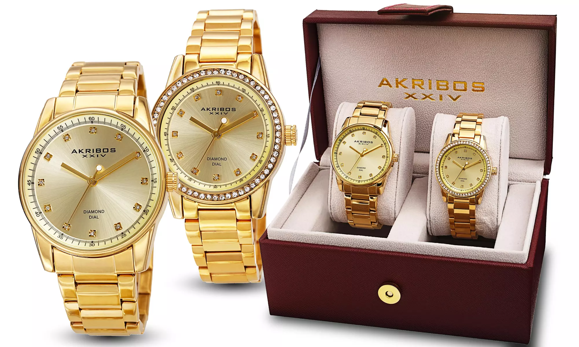 Akribos XXIV His & Hers Diamond Dial Gift Set Watches - Second Medium