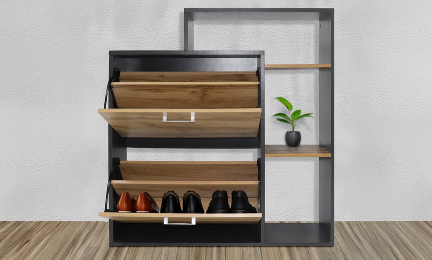 Image 17: Scarpiera in legno con mensola