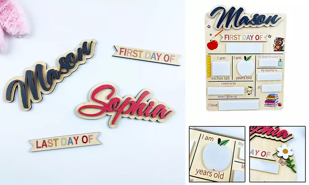 Personalisierbares Einschulungsschild für Schulkinder aus Holz